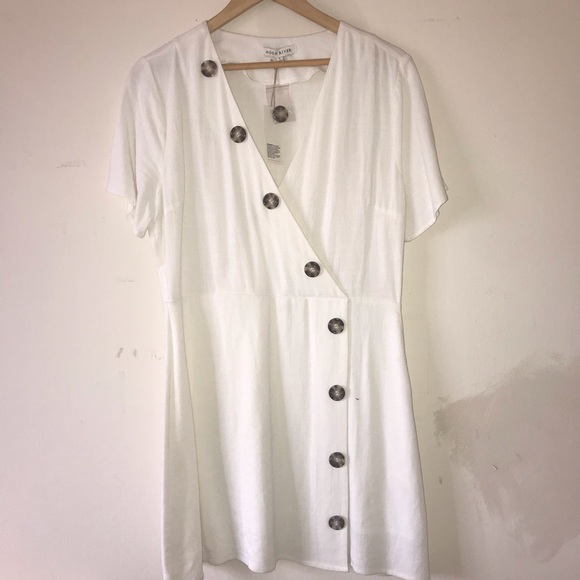 NWT Moon River Asymmetrical Button Down Mini Dress - Picture 7 of 7